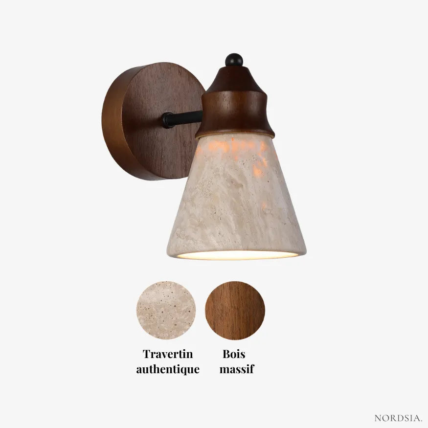 Applique murale en Travertin & Bois | Anja