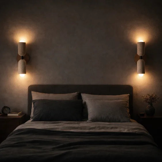 Applique murale en Travertin & Bois | Velin