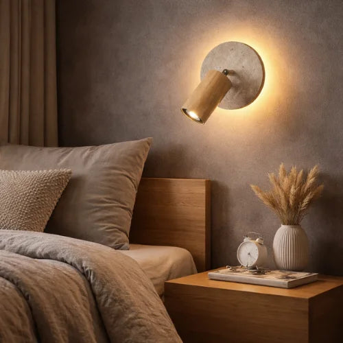 Applique murale en Travertin & Bois | Aksel