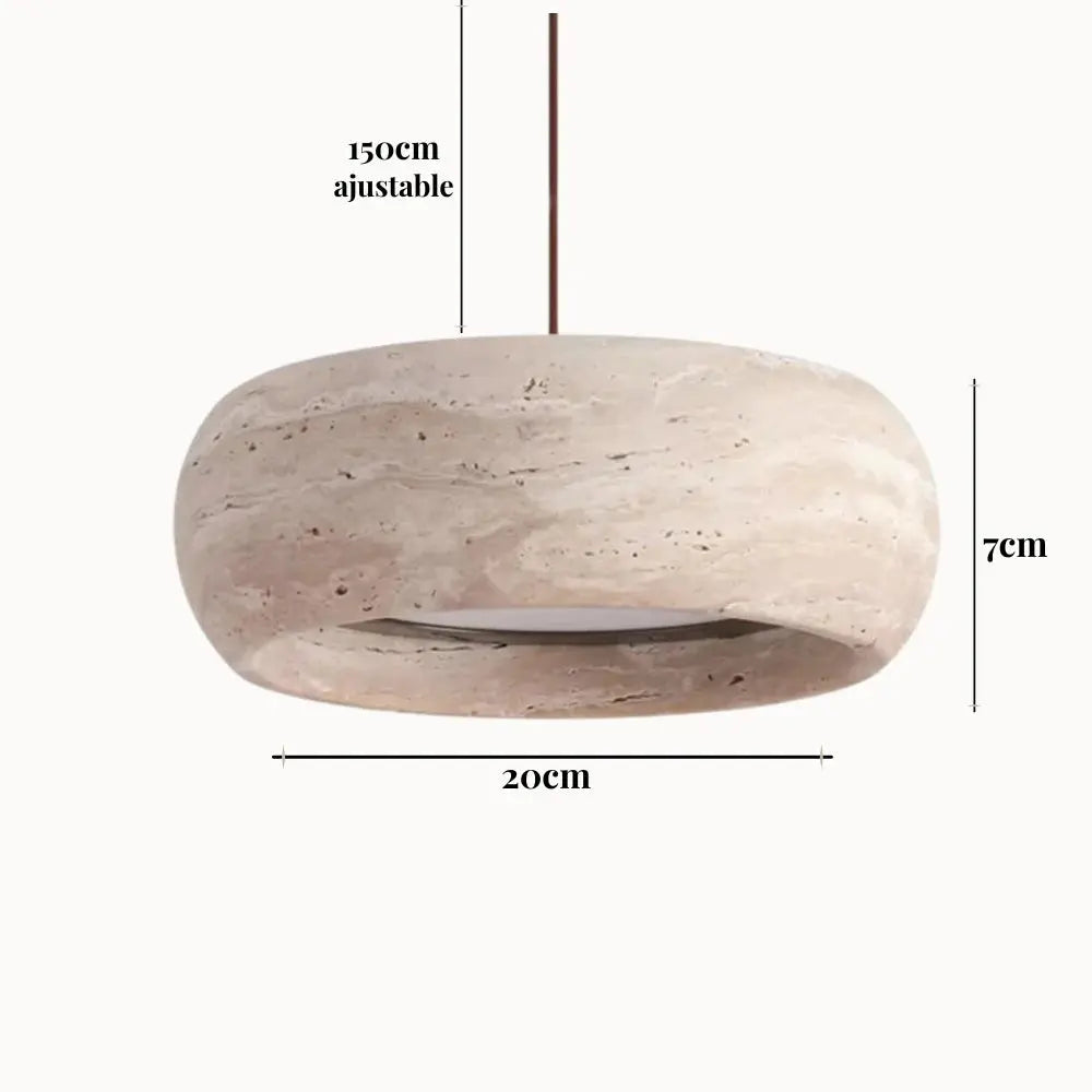 Suspension moderne en travertin authentique Ø 20 cm | Isla NORDSIA