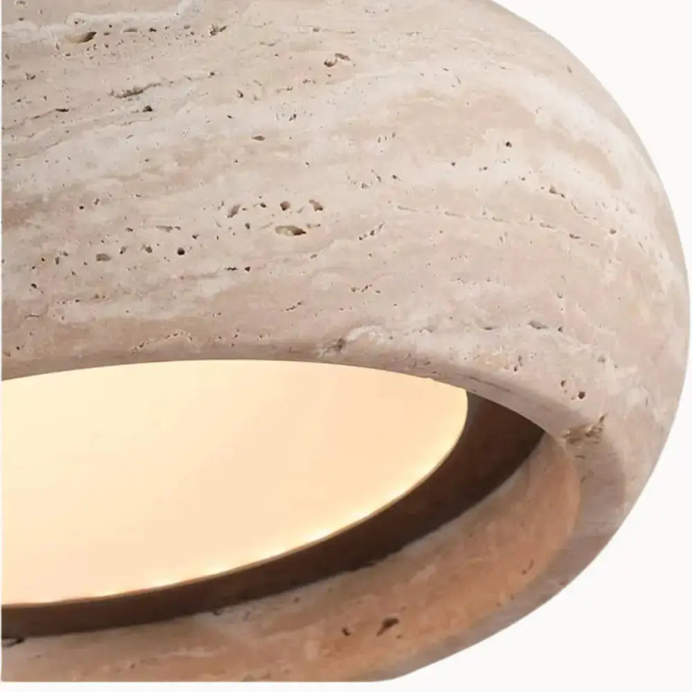 Suspension moderne en travertin authentique Ø 20 cm | Isla NORDSIA