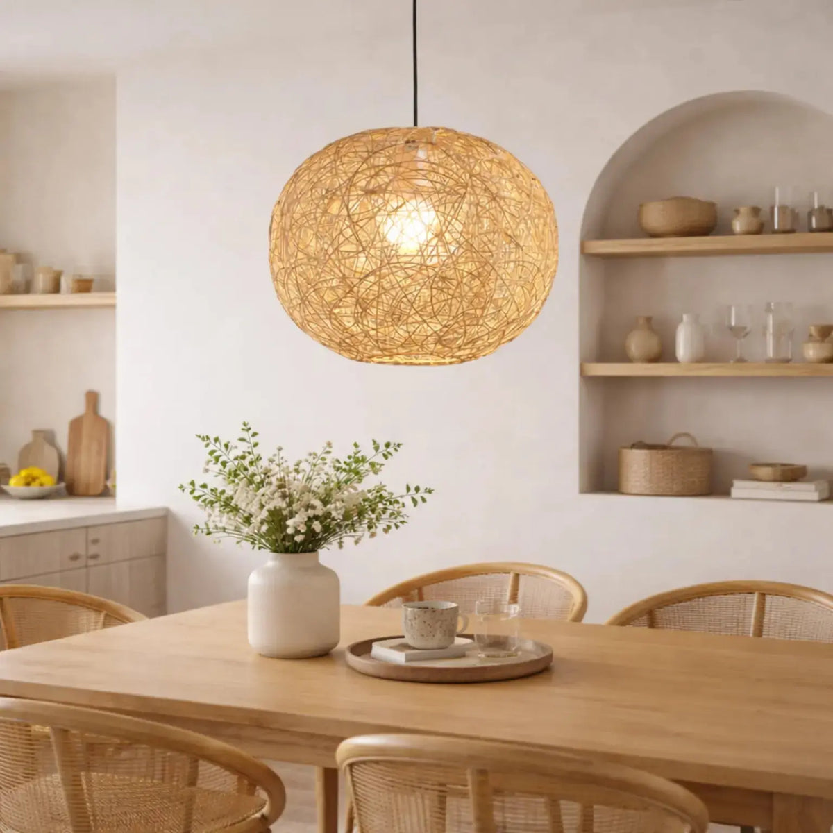 Suspension en Rotin & Bambou Ø 30 cm | Liora NORDSIA