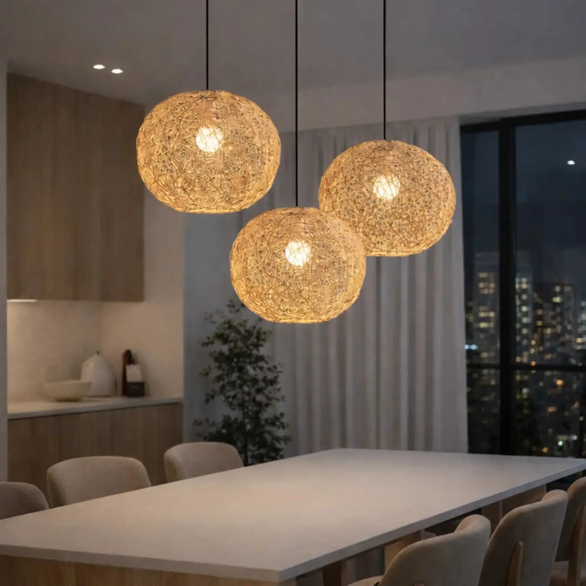 Suspension en Rotin & Bambou Ø 30 cm | Liora NORDSIA