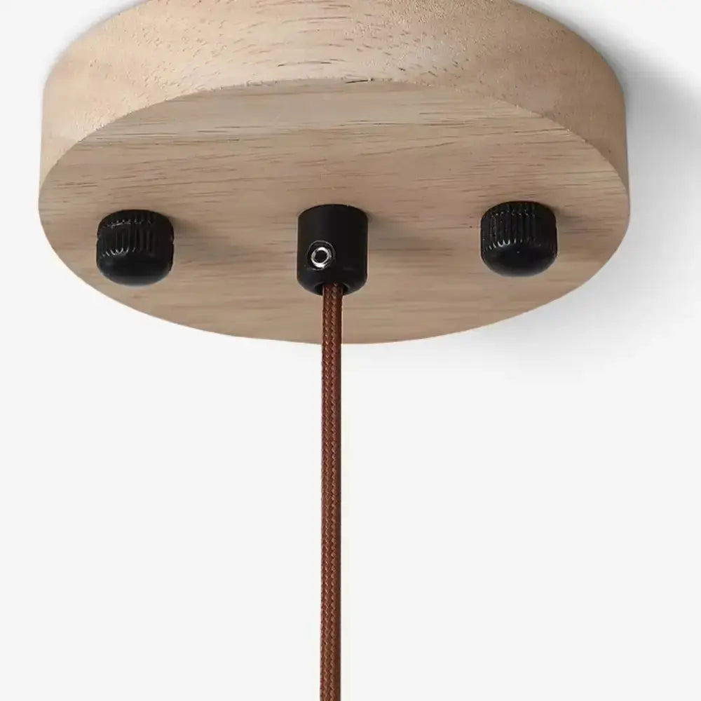 Suspension design scandinave en travertin & bois Ø 30 cm | Lyng NORDSIA