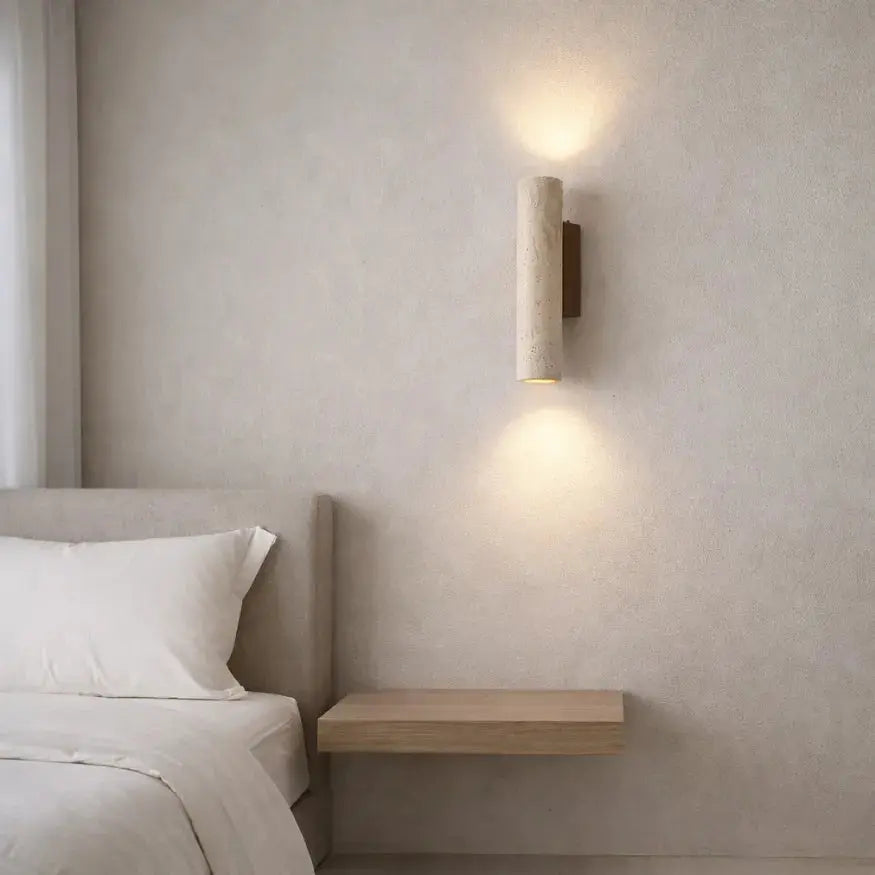 Applique murale design minimaliste en travertin & bois | Mysen NORDSIA