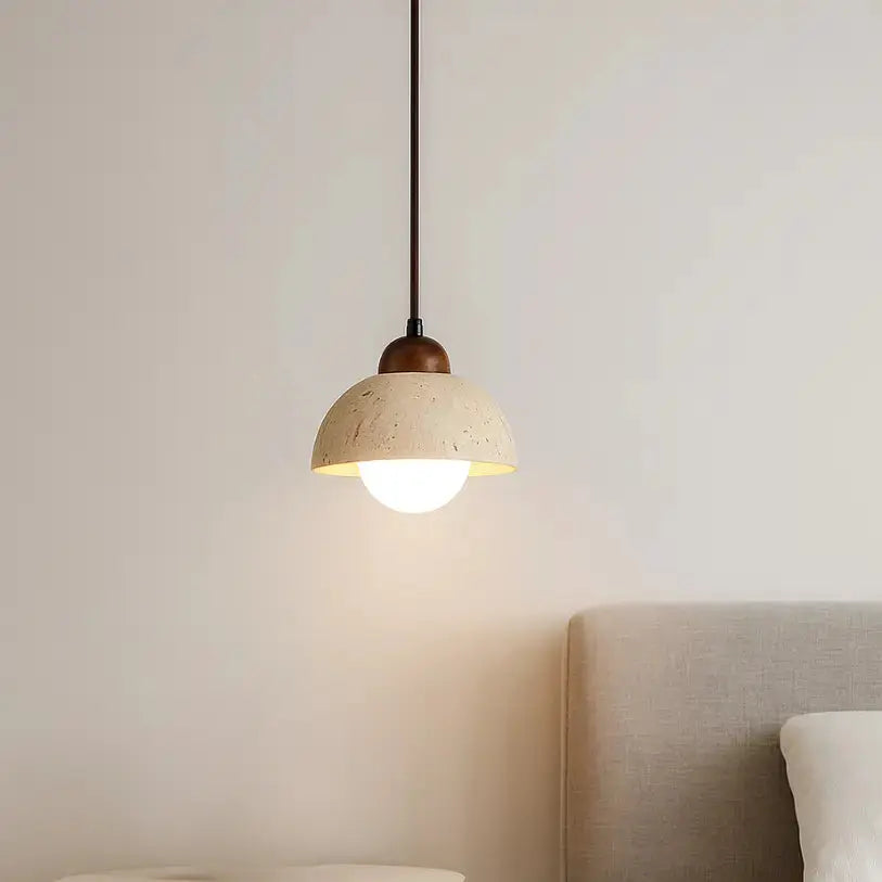 Suspension moderne design nordique en travertin & Bois | Porvoo NORDSIA