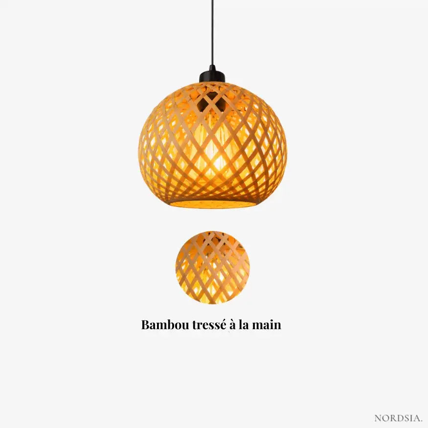 Suspension bambou design sphérique Ø 20 cm | Ronden NORDSIA
