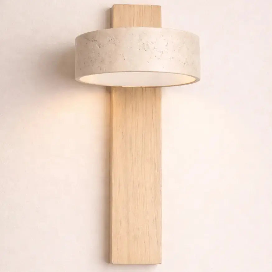 Applique murale bois & travertin design épuré | Solberg NORDSIA
