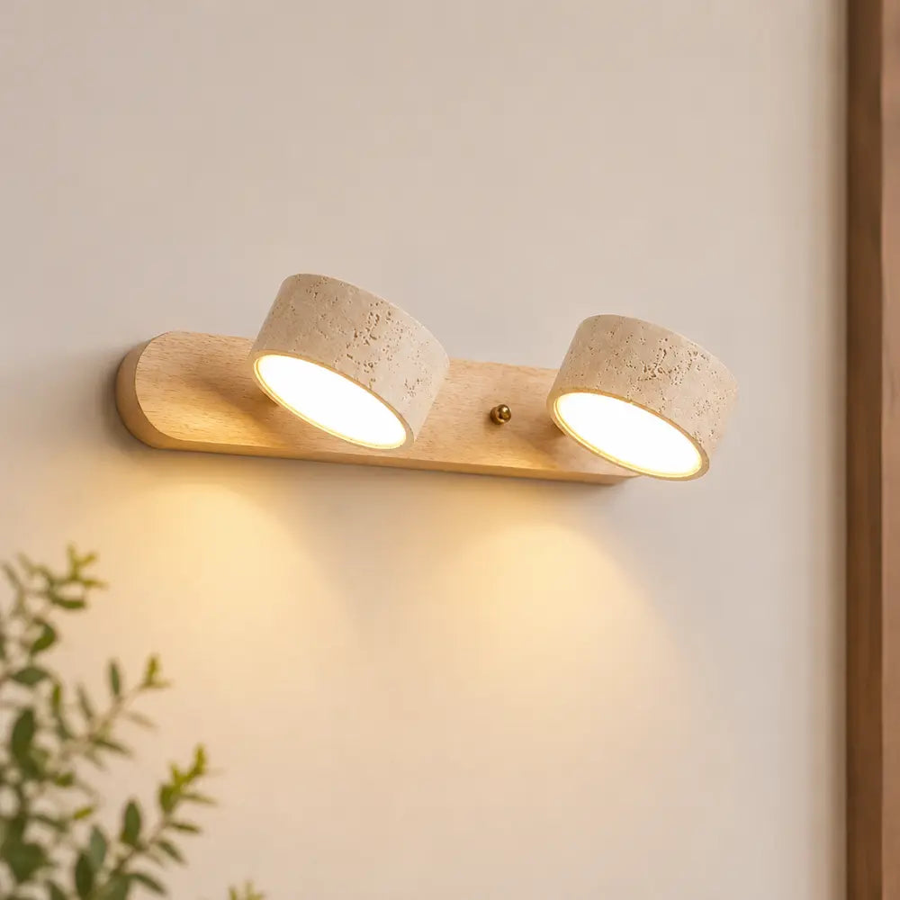 Applique murale design travertin & bois multi-têtes | Triva