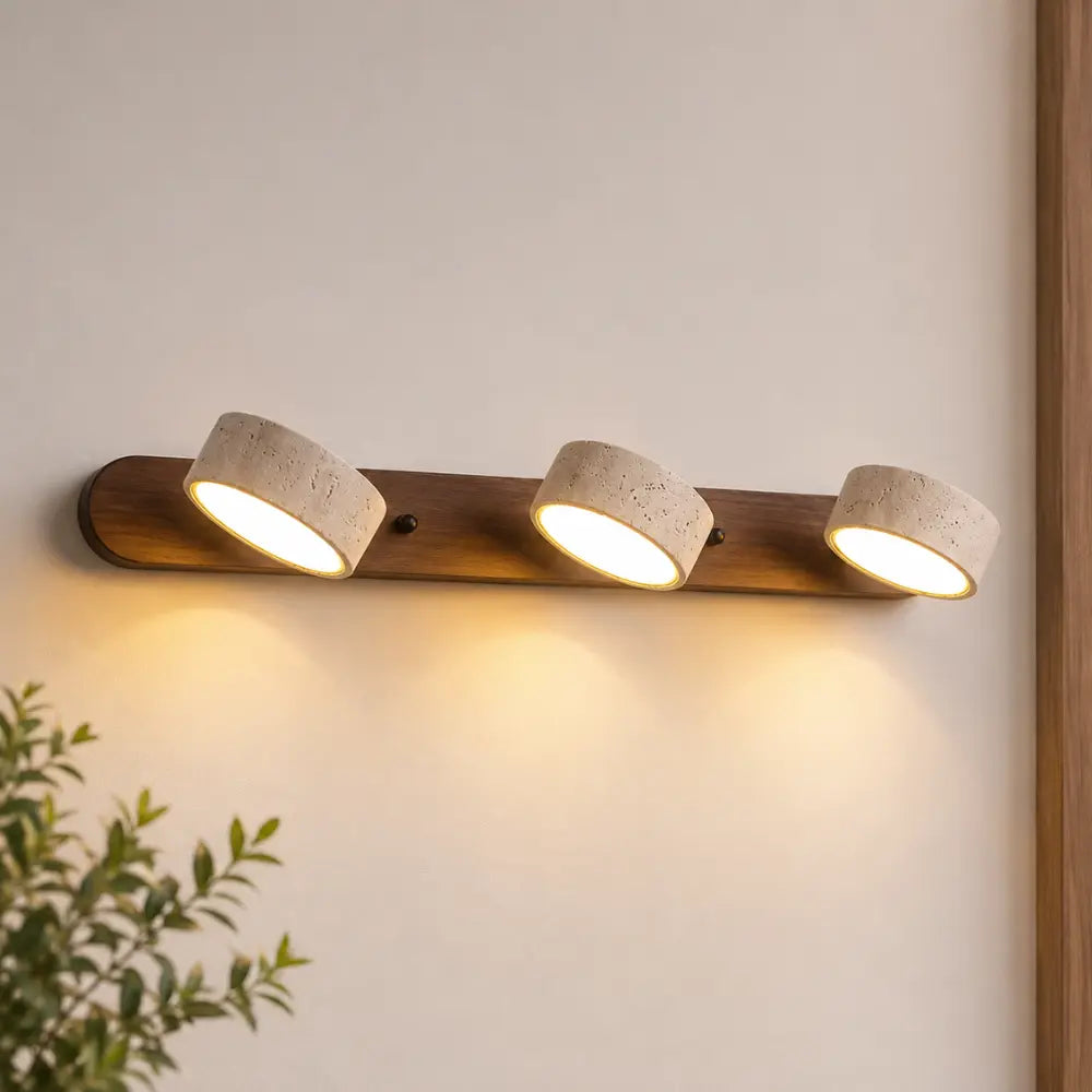 Applique murale design travertin & bois multi-têtes | Triva