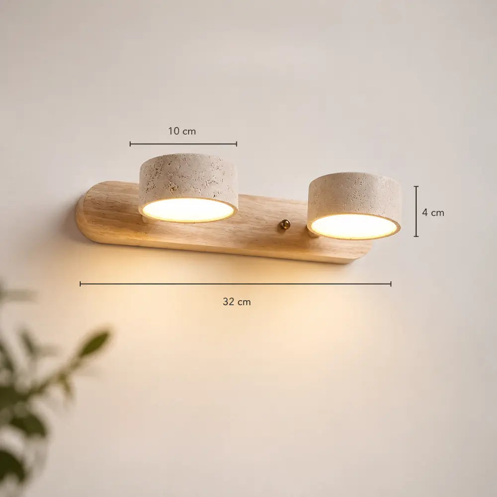 Applique murale design travertin & bois multi-têtes | Triva