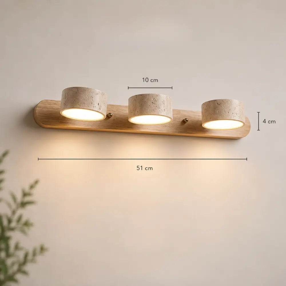 Applique murale design travertin & bois multi-têtes | Triva