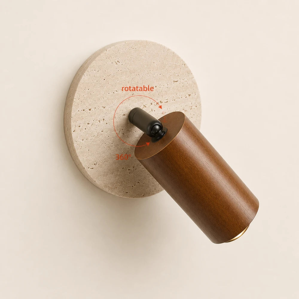 Applique murale design en travertin & bois | Aksel
