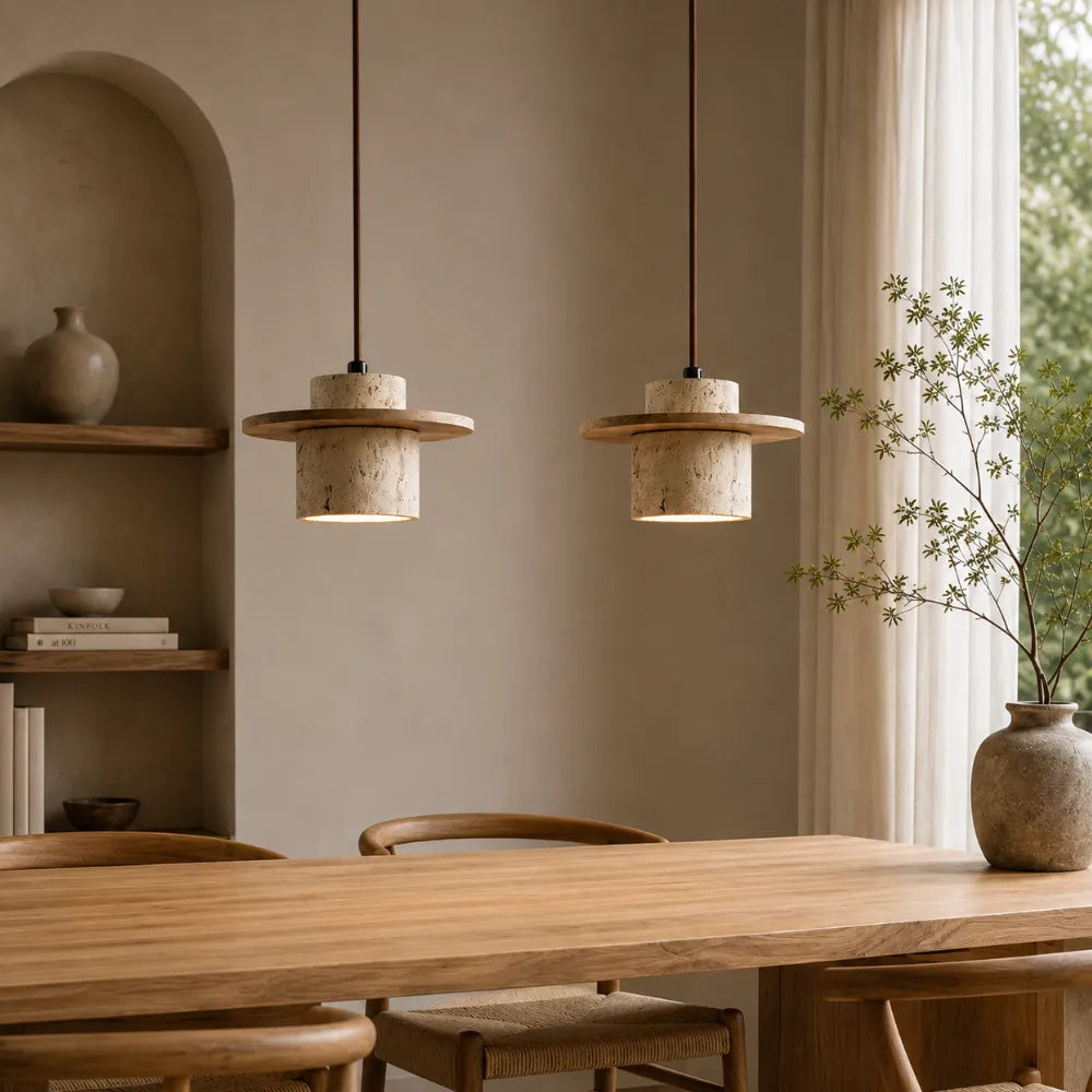 Suspension scandinave en travertin Ø 20 cm | Ålesund
