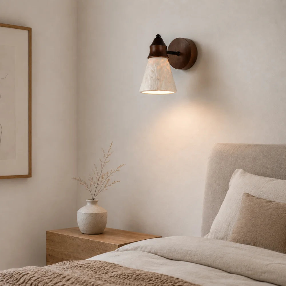 Applique murale travertin & Bois design scandinave | Anja
