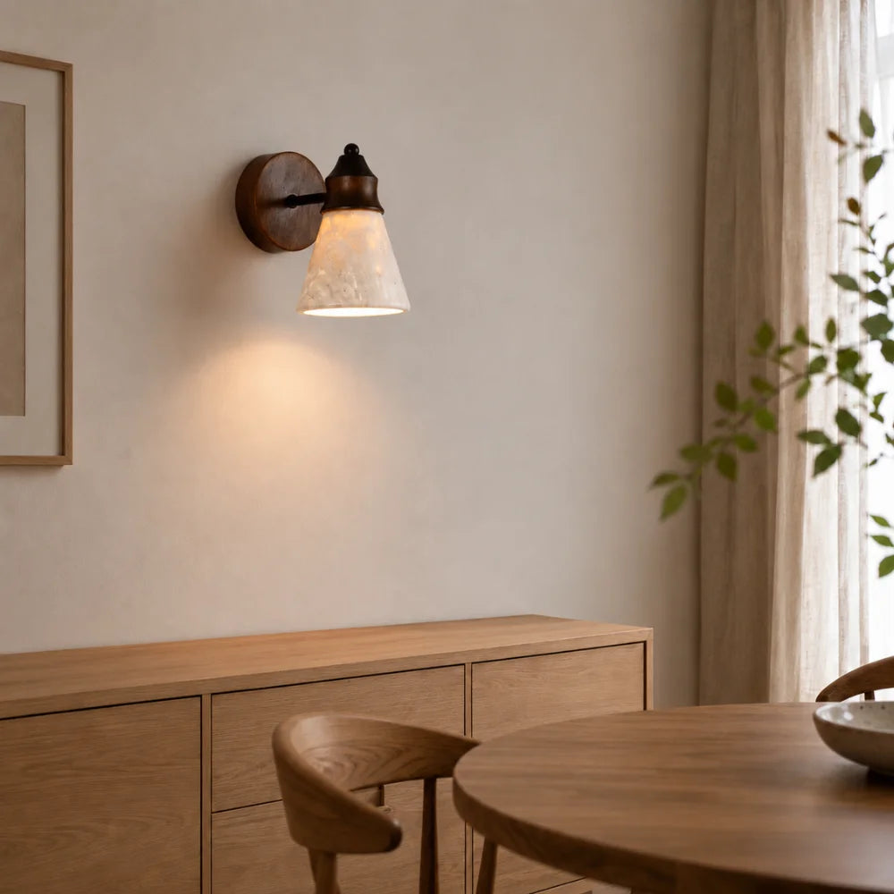 Applique murale travertin & Bois design scandinave | Anja
