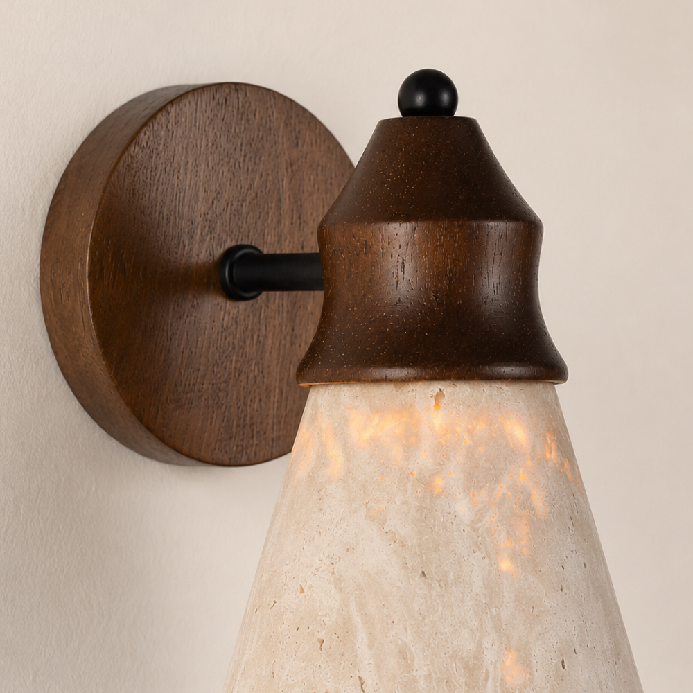 Applique murale travertin & Bois design scandinave | Anja