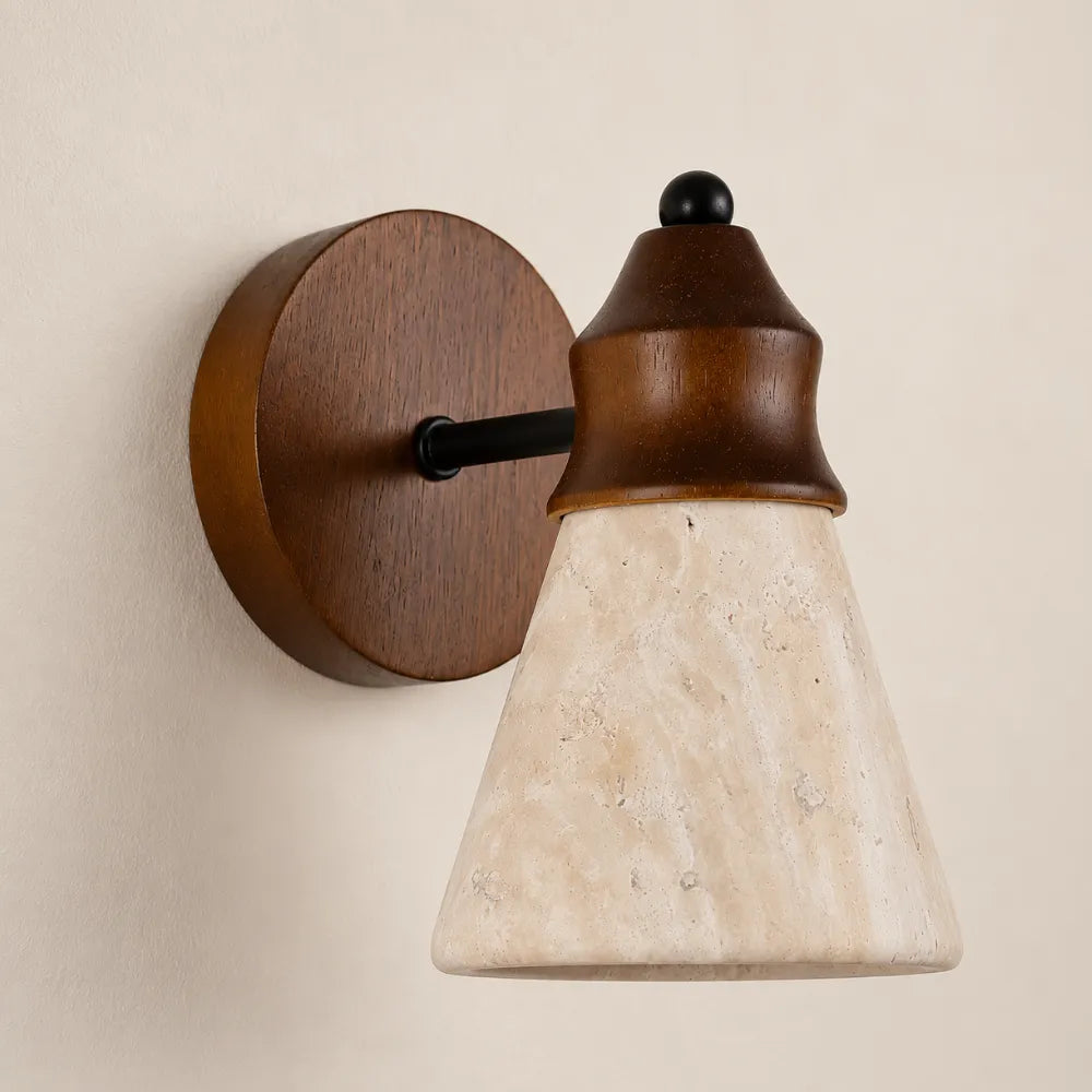 Applique murale travertin & Bois design scandinave | Anja