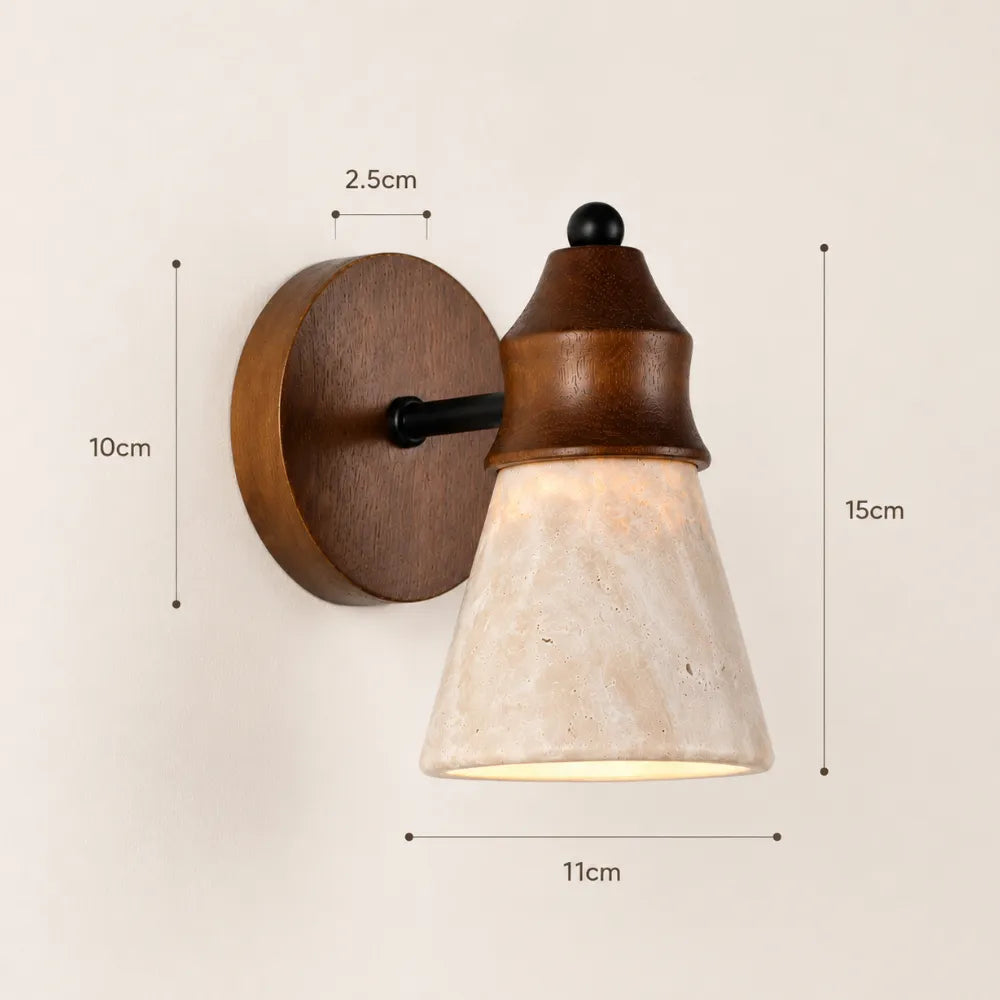 Applique murale travertin & Bois design scandinave | Anja