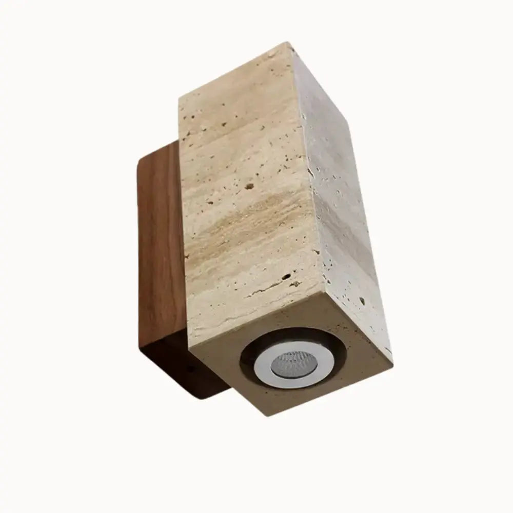 Applique murale moderne en travertin & bois | Elin NORDSIA