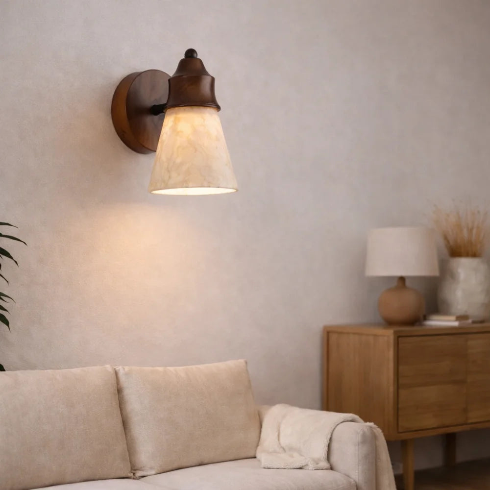 Applique murale travertin & Bois design scandinave | Anja NORDSIA
