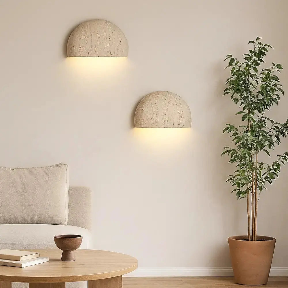 Applique murale design demi-lune en travertin | Hamar NORDSIA