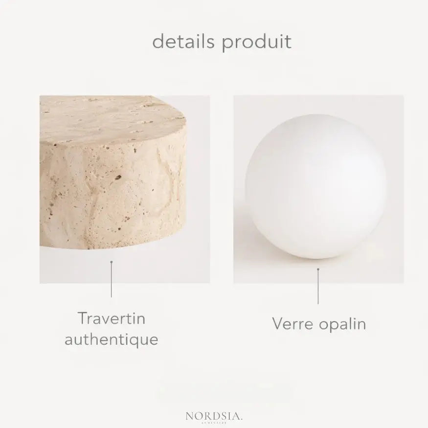 Applique murale en Travertin & Verre | Kael NORDSIA