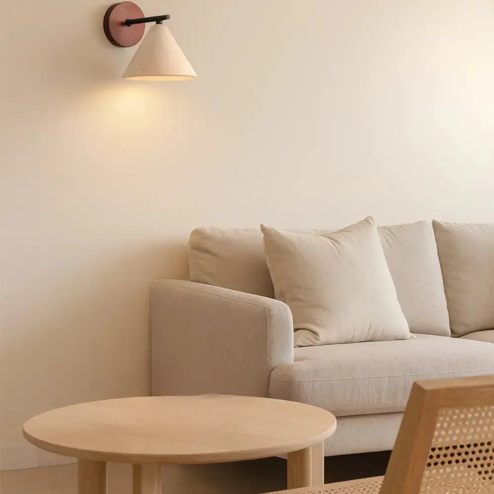 Applique murale design scandinave en travertin & bois | Lyra NORDSIA