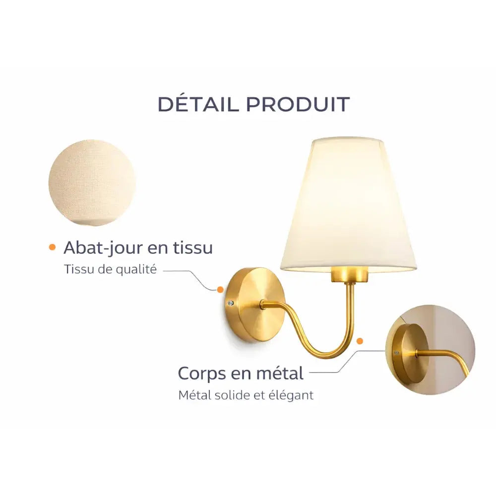 Applique murale rétro en Métal & Tissu | Sael NORDSIA