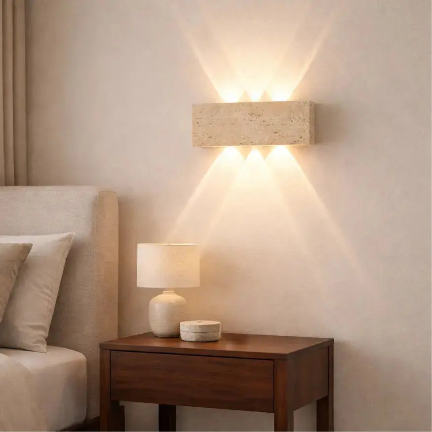 Applique murale LED en Pierre naturelle de Travertin | Sorell NORDSIA