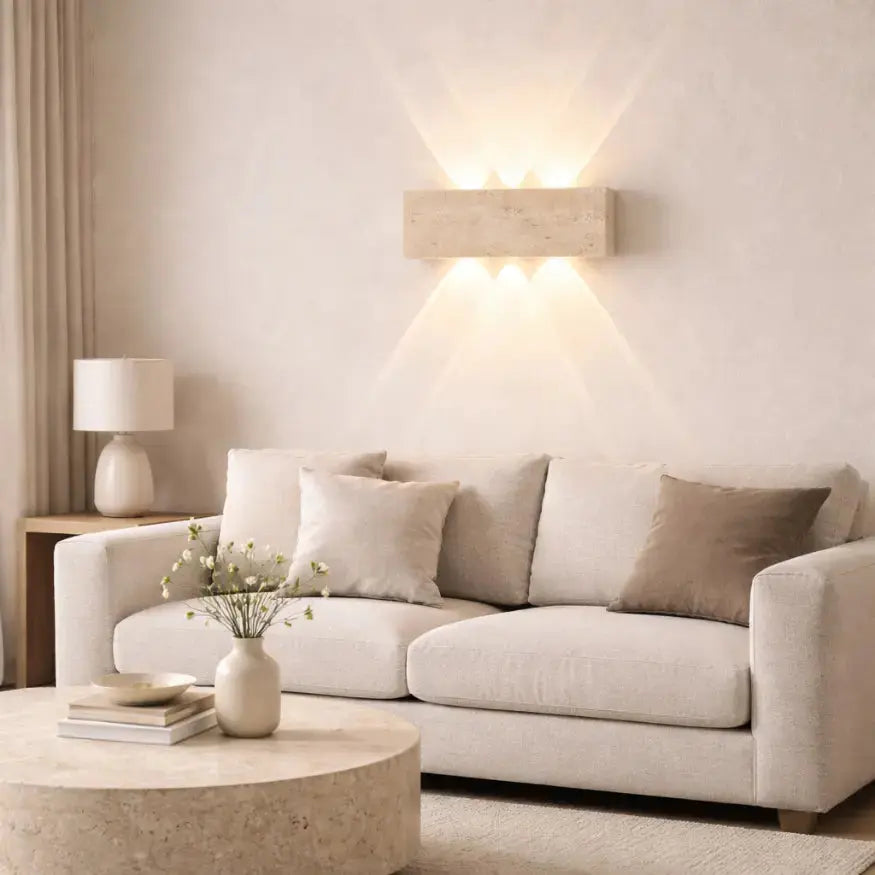 Applique murale LED en Pierre naturelle de Travertin | Sorell NORDSIA