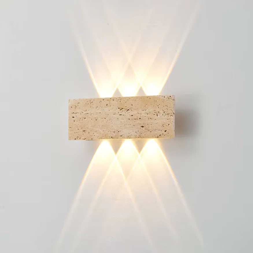 Applique murale extérieure design en travertin LED | Sorell