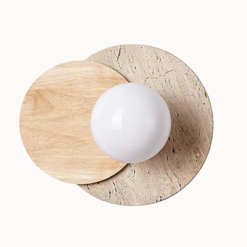 Applique murale design scandinave en travertin & bois | Verdalsøra NORDSIA