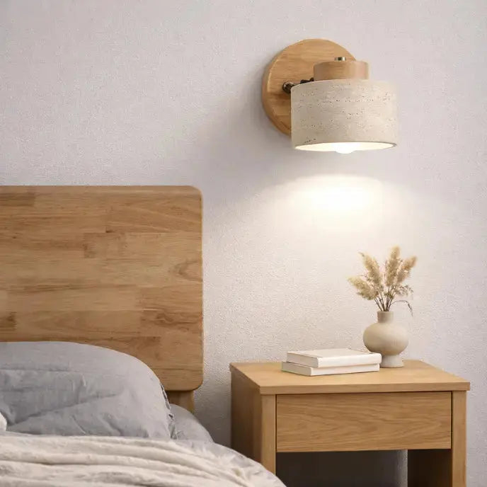 Applique murale orientable en Travertin & Bois | Kiven NORDSIA