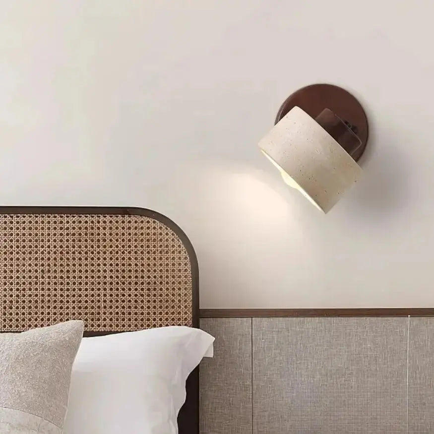 Applique murale orientable en Travertin & Bois | Kiven NORDSIA