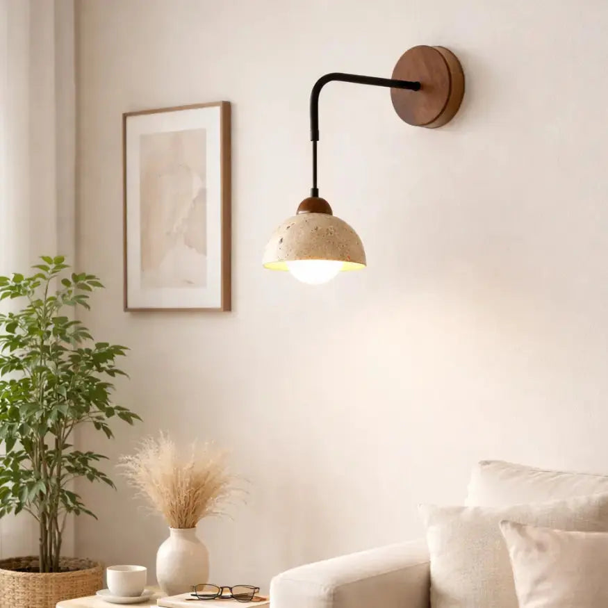 Applique murale en Travertin & Bois | Porva NORDSIA