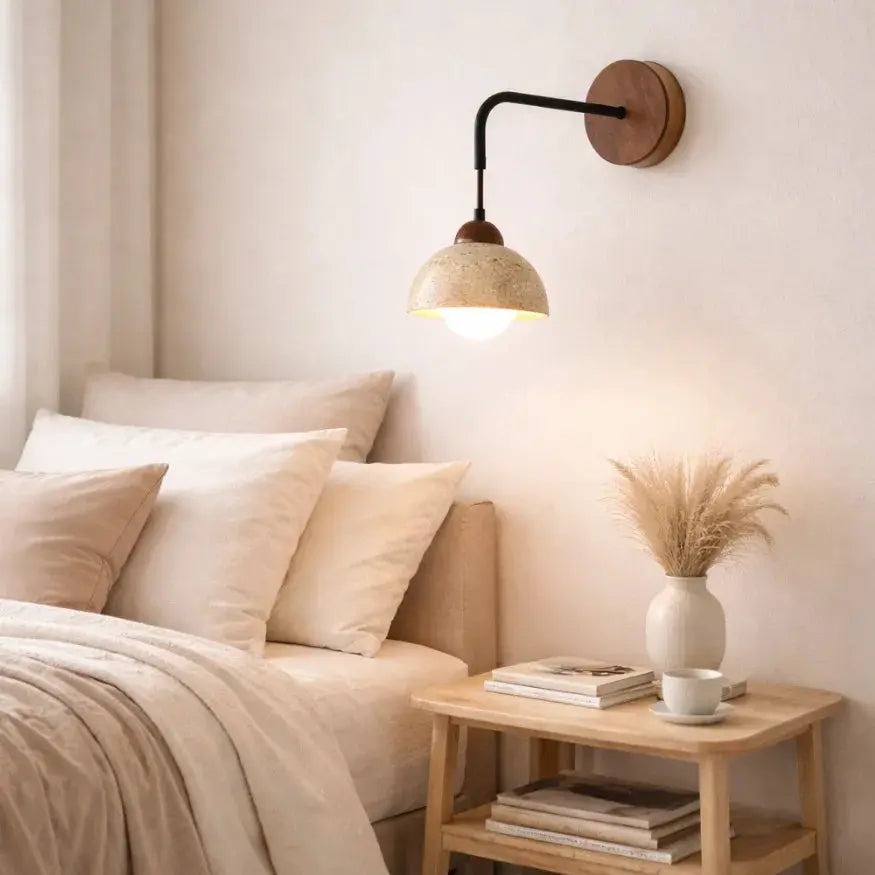 Applique murale en Travertin & Bois | Porva NORDSIA