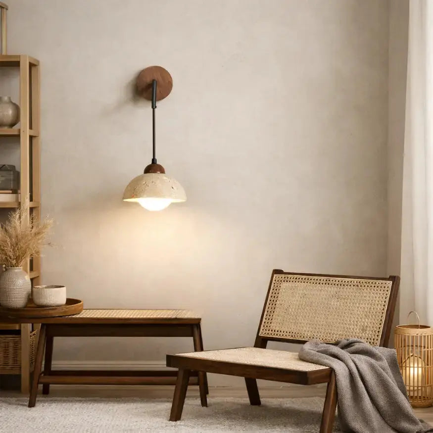 Applique murale en Travertin & Bois | Porva NORDSIA