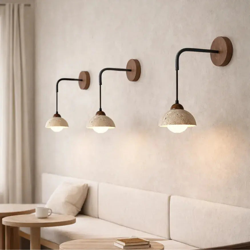 Applique murale en Travertin & Bois | Porva NORDSIA