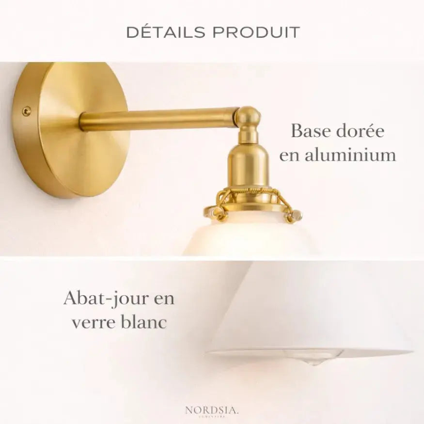 Applique murale vintage en Verre blanc | Rovin NORDSIA