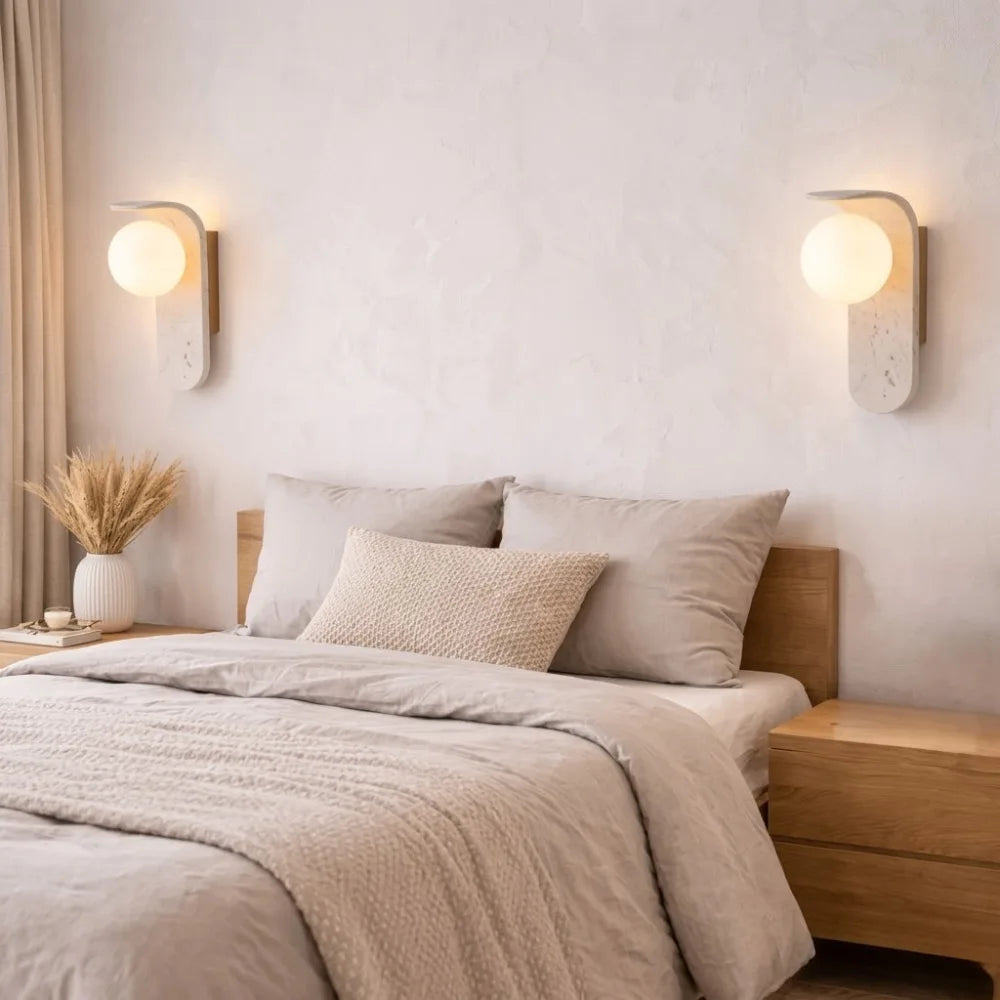 Applique murale scandinave en travertin authentique | Velor NORDSIA