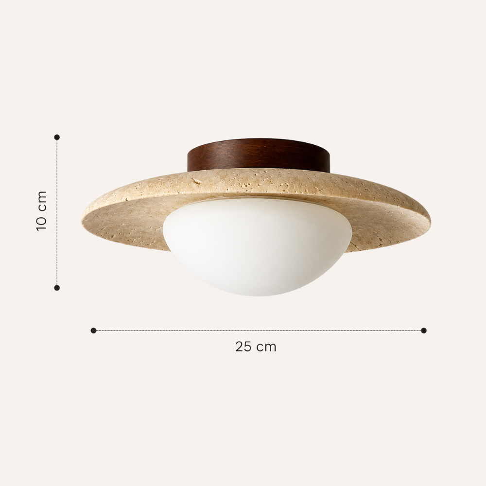 Plafonnier travertin & bois design | Bryne