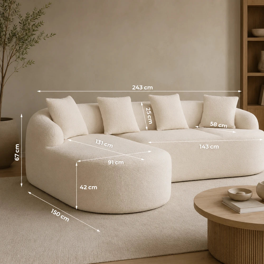 Canapé incurvé d'angle en tissu chenille | ELYAN