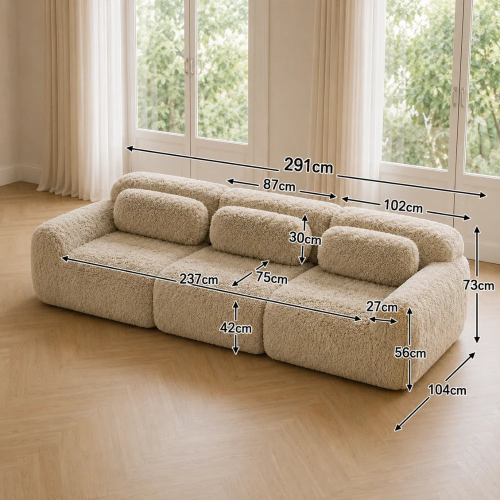 Canapé scandinave lounge en tissu peluche | ORSEN