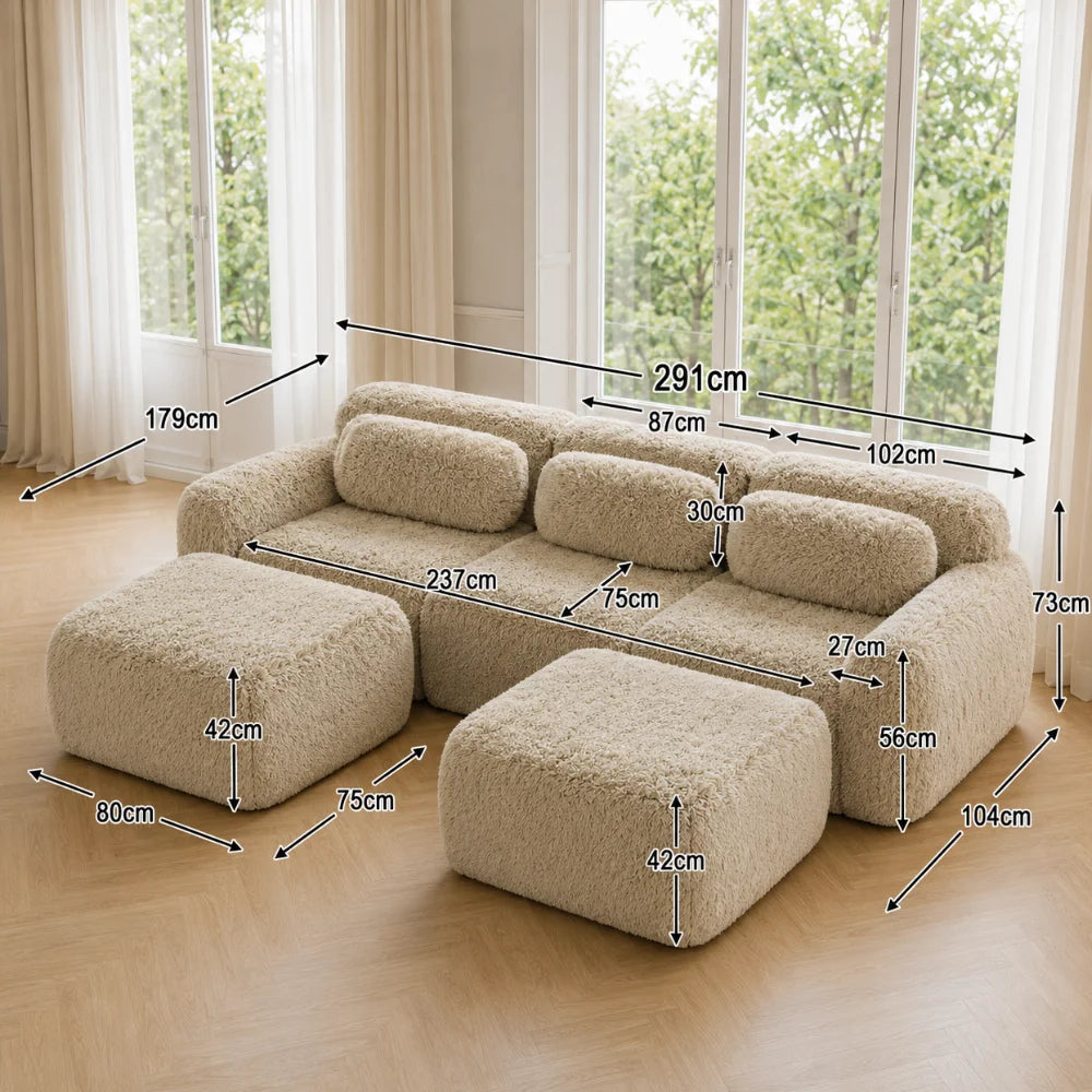 Canapé scandinave lounge en tissu peluche | ORSEN