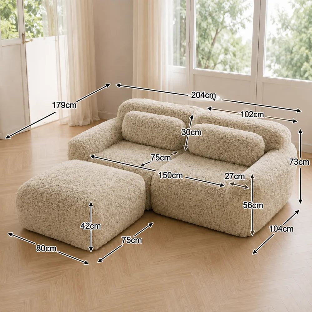 Canapé scandinave lounge en tissu peluche | ORSEN