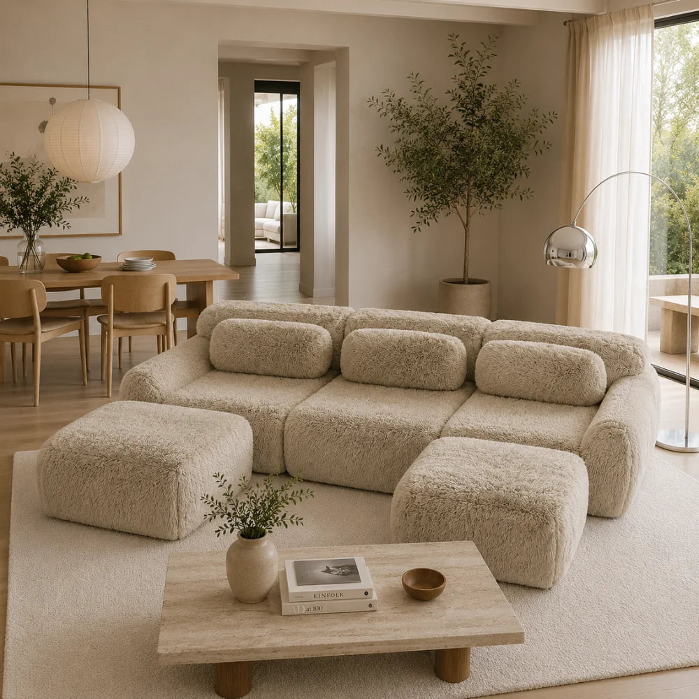 Canapé scandinave lounge en tissu peluche | ORSEN