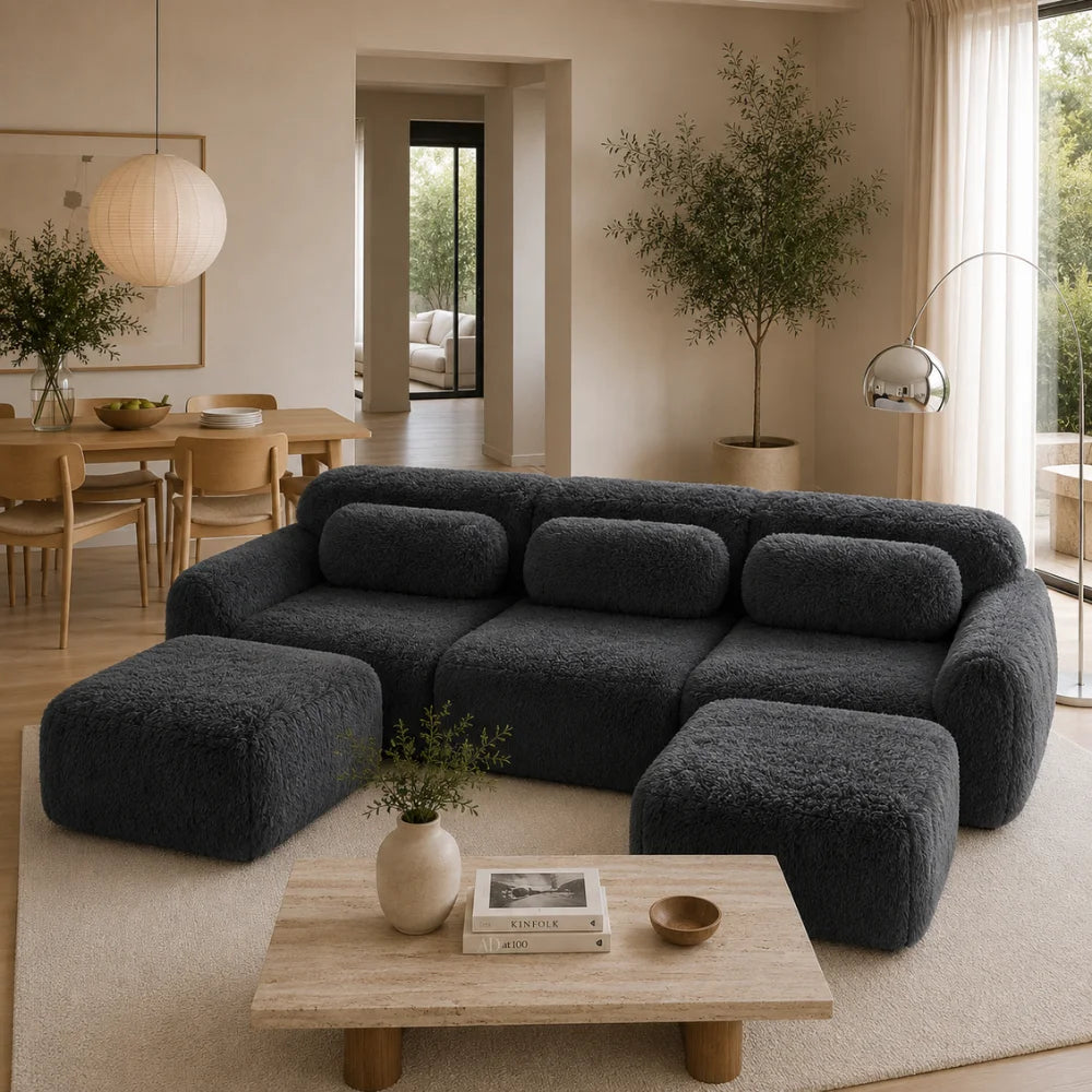 Canapé scandinave lounge en tissu peluche | ORSEN