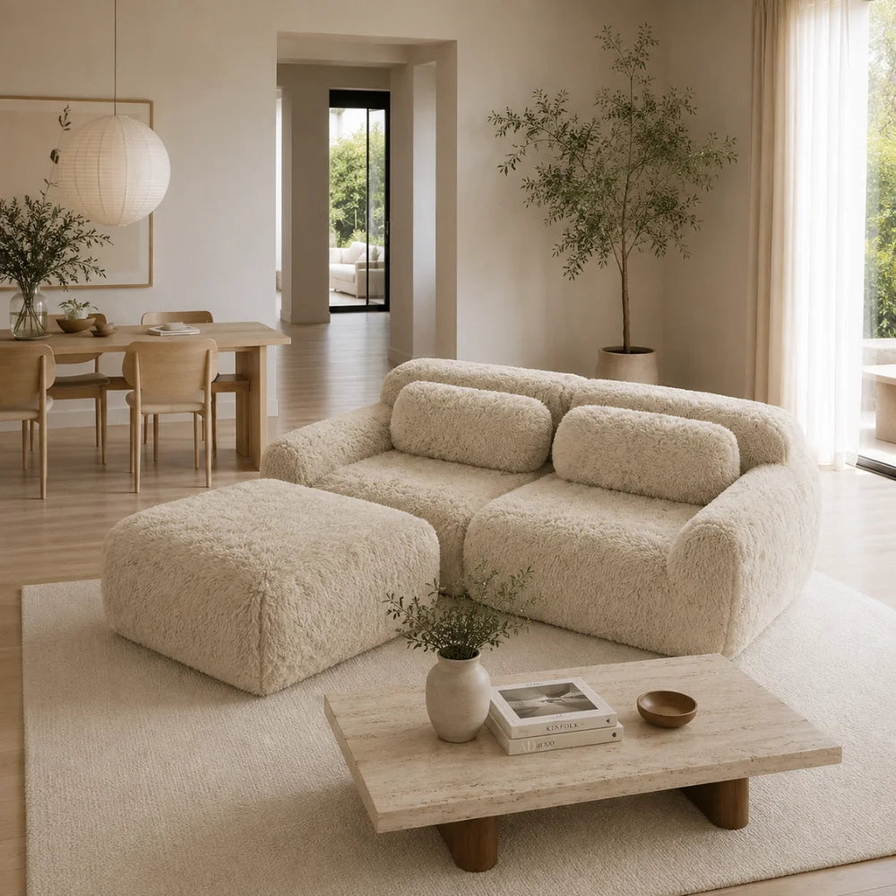 Canapé scandinave lounge en tissu peluche | ORSEN