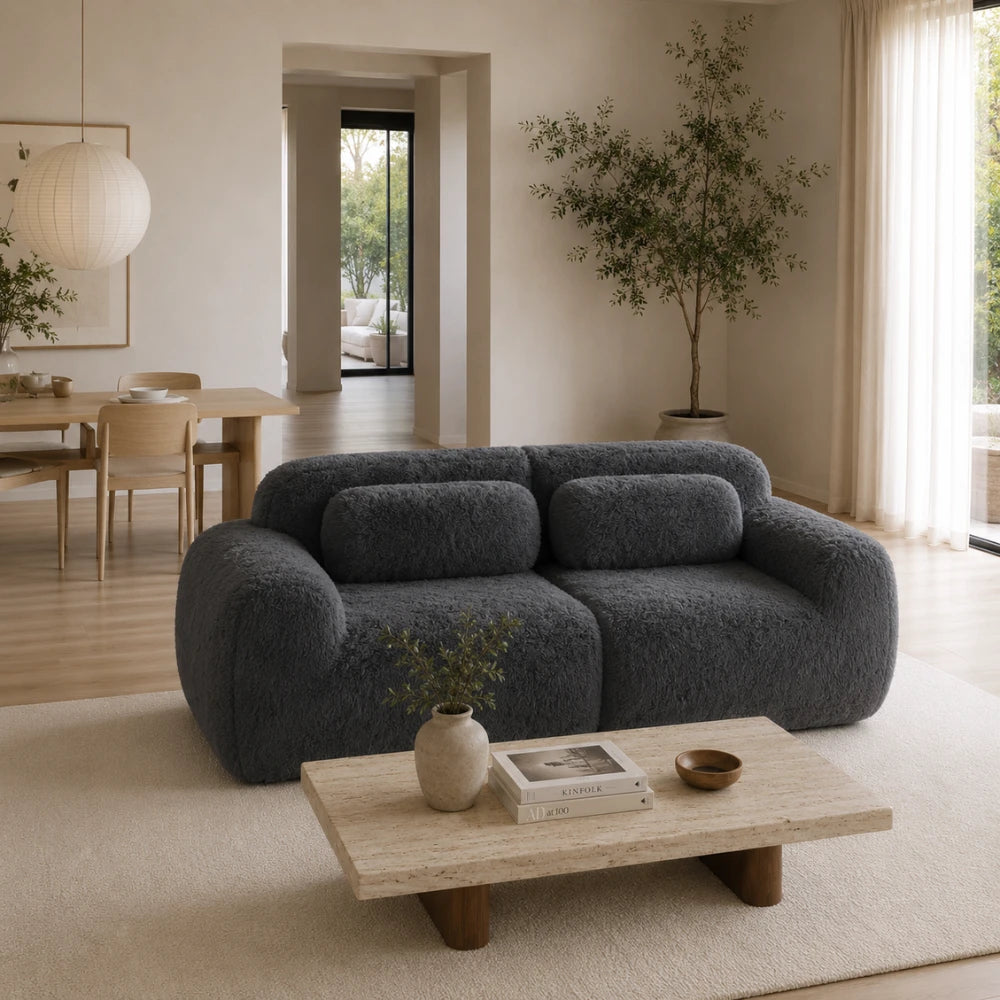 Canapé scandinave lounge en tissu peluche | ORSEN